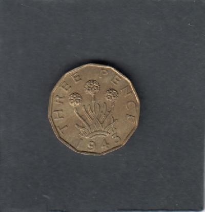 Beschrijving: 3 Pence  GEORGIUS VI